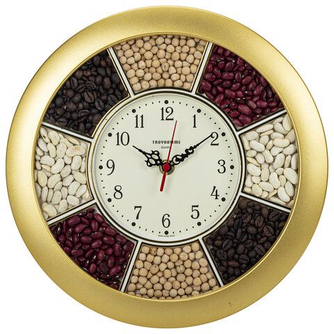 Wall clock TROYKATIME (TROYKA) 11171141, circle, "Spice Clock", gold frame, 29x29x3.5 cm