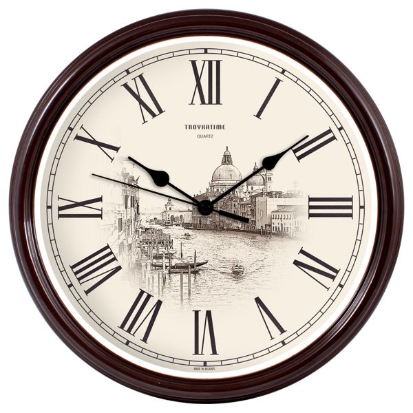 Wall clock smooth movement, Troyka 88884888, round