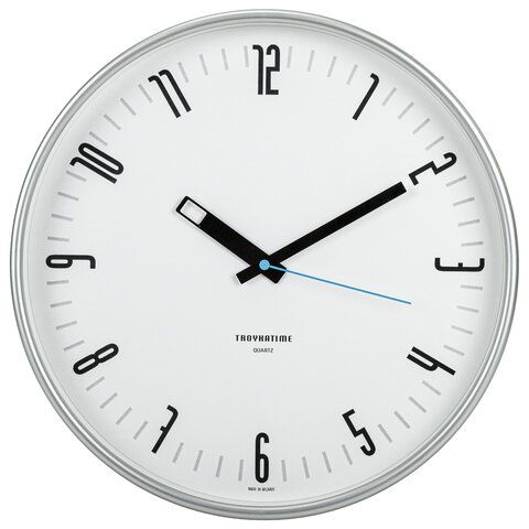 Wall clock TROYKATIME (TROYKA) 77777710, circle, white, silver frame, 30.5x30.5x3.5 cm