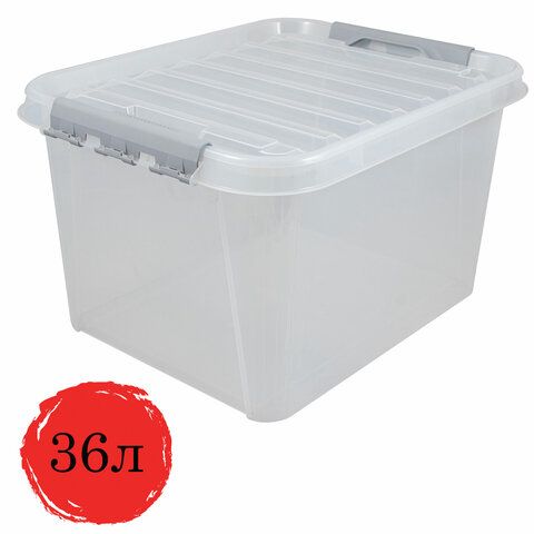 Container box 36 l with LATCH LID "PROFI", 29x50x39 cm stackable, DURABLE, transparent, 437950000