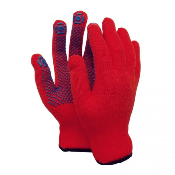 Acrylic gloves with red wool and PVC 10kl