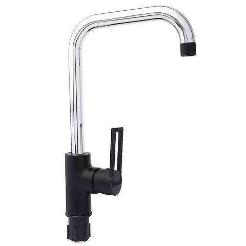 RAIN Kitchen mixer Diamond, high spout, 35mm cartridge, nut, brass, black/chrome