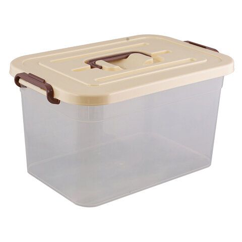 Container box 10 l with LATCH LID AND HANDLE, 19x35x23 cm, plastic, transparent, assorted lid, 810, 438100065