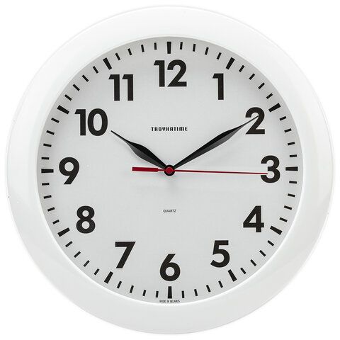 Wall clock TROYKATIME (TROYKA) 11110118, circle, white, white frame, 29x29x3.5 cm