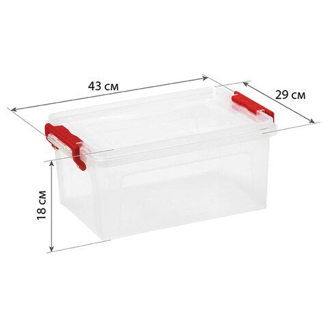 Storage container box 14 l, WITH LATCH LID, 18x43x29 cm, transparent, IDEA, M 2866, M2866