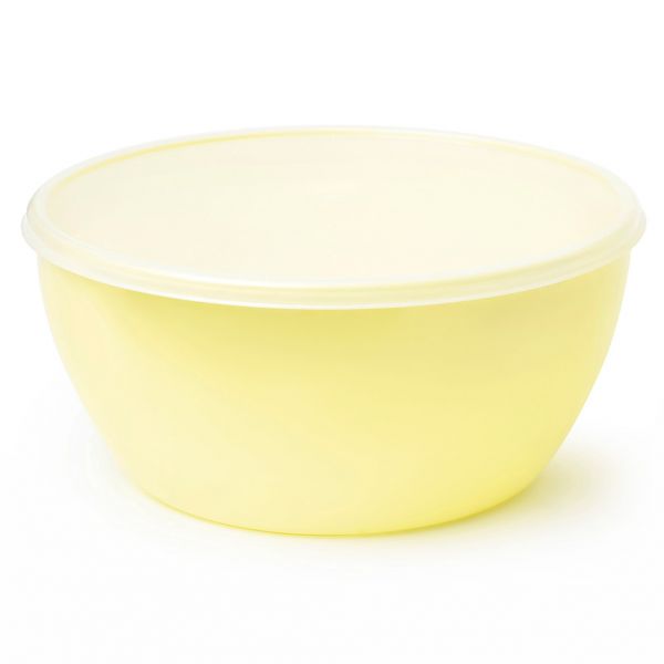 Plastic bowl 0.97l d16.5cm, h7.5cm, with lid, mix colors