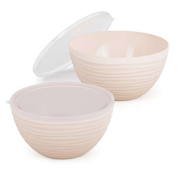 Plastic bowl "Oasis" set of 2 pcs: 2.5l, 4l, beige, with lid