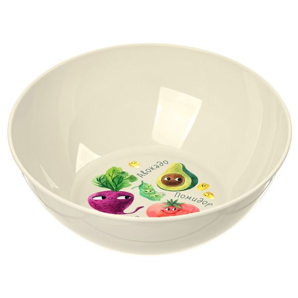 Plastic bowl 0.46l, d13cm, h4.7cm, light beige, with decor, Idiland