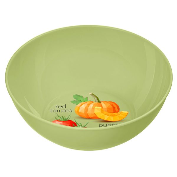 Plastic bowl 0.46l, d13cm, h4.7cm, light green, with decoration, Idiland