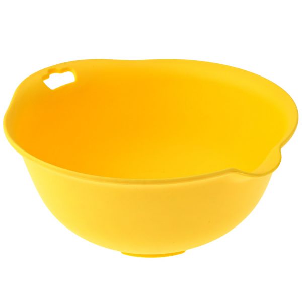 Plastic bowl "Festival" 1.3 l, 20.8x22.5 cm h9.4 cm, with drain, matte plastic, color - yellow (China)