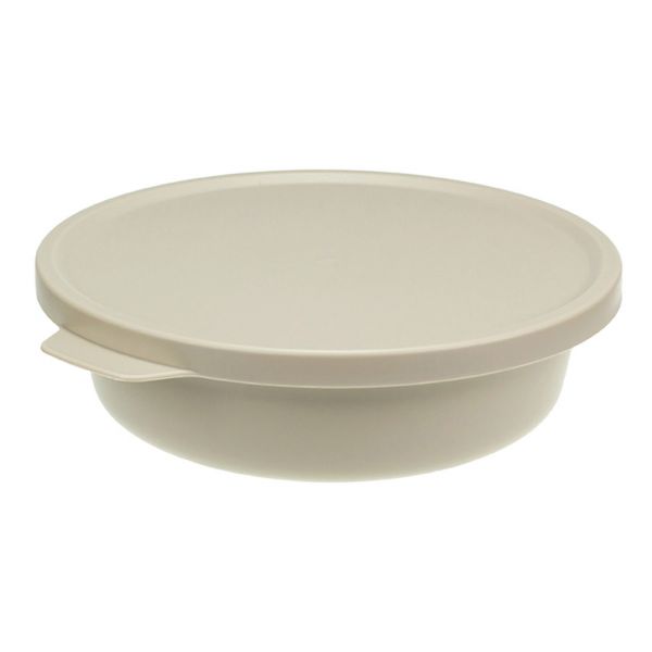 Plastic bowl "Tasty" 0.5l, d16.5cm, h5.5cm, latte, with lid