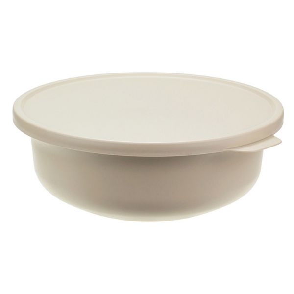 Plastic bowl "Tasty" 1.2l, d20cm, h7.5cm, latte, with lid