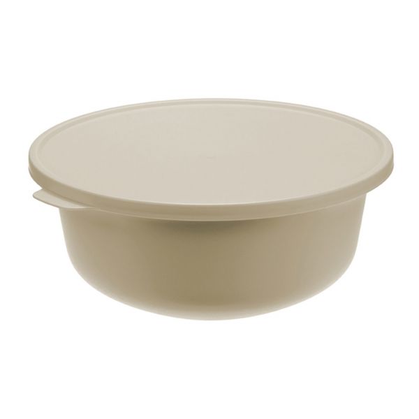 Plastic bowl "Tasty" 2.2l, d23.5cm, h10cm, latte, with lid