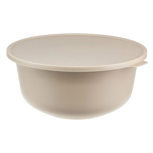 Plastic bowl "Tasty" 4.3l, d28cm, h13cm, latte, with lid