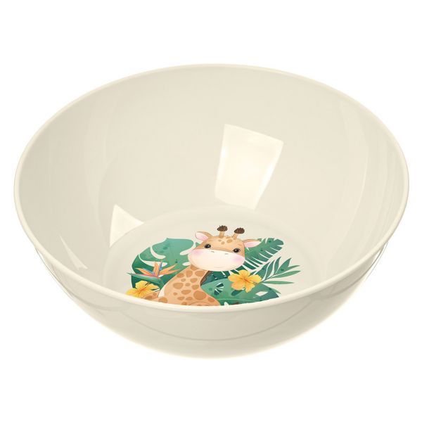 Plastic bowl, d13cm, h4.7cm, light beige, with decoration, Idiland