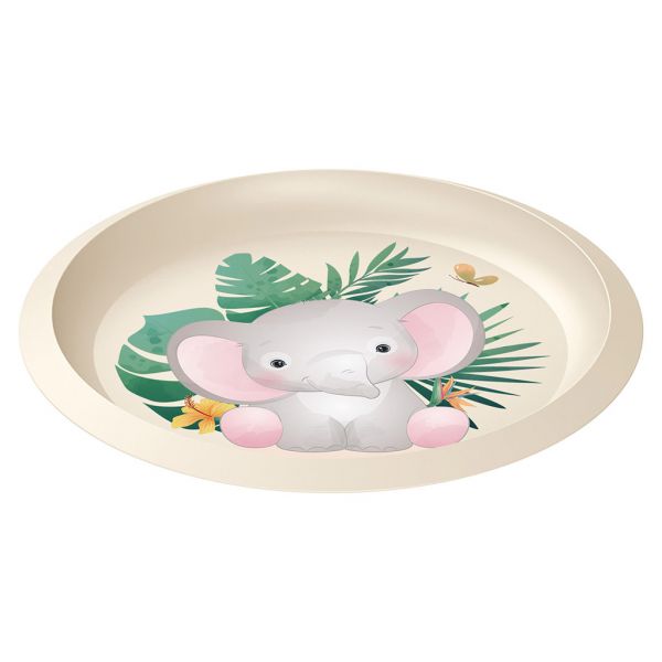 Plastic plate, d210mm, h18mm, light beige, with decor, Idiland