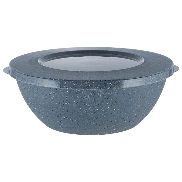 Plastic bowl "Stone" 1l, d18.3cm, h8cm, dark stone, with lid