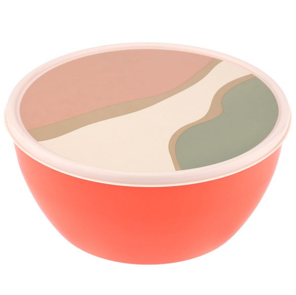 Plastic bowl 2.8l d22.5cm, h10.5cm, with IML decor, with lid