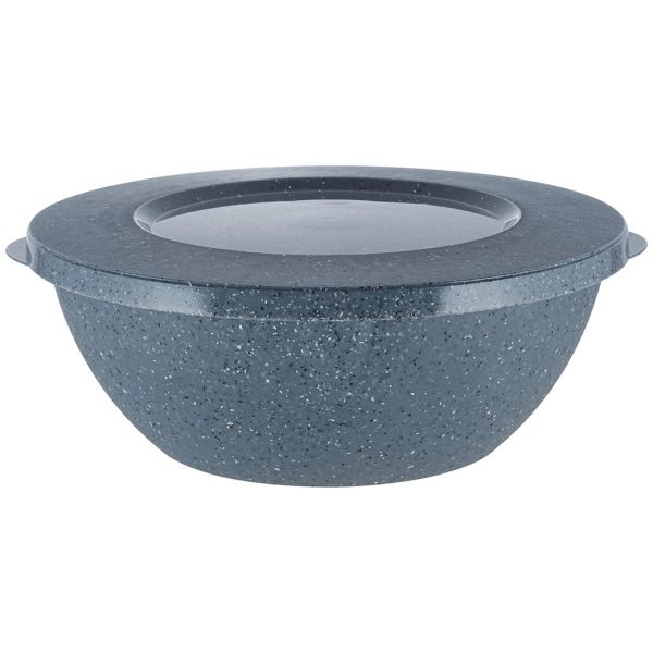 Plastic bowl "Stone" 3l, d26.4cm, h10.3cm, dark stone, with lid