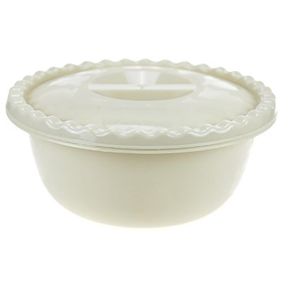 Plastic bowl 3l, d25cm, h10.5cm, with lid, white rattan