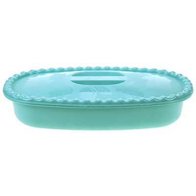 Plastic bowl 1.5 l, 28x16.5x6.5 cm, with lid, aquamarine