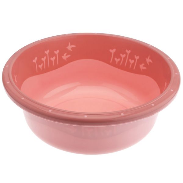 Plastic bowl 5.5 l "Colored edging" d32cm h11.5cm, two-component plastic, color - pink (China)