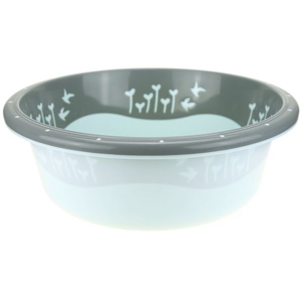 Plastic bowl 5.5 l "Colored edging" d32cm h11.5cm, two-component plastic, color - blue (China)