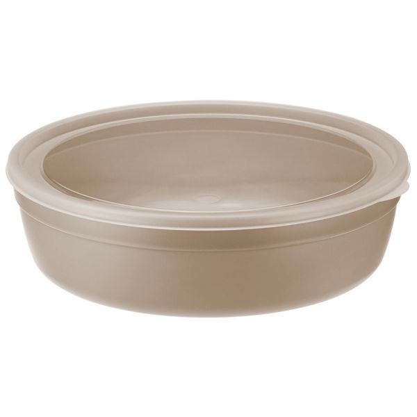 Plastic bowl 2.8 l, d25.5 cm, h7.5 cm, with lid, cappuccino