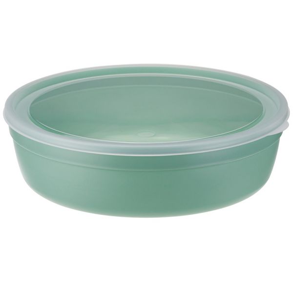 Plastic bowl 2.8l, d25.5cm, h7.5cm, with lid, pistachio