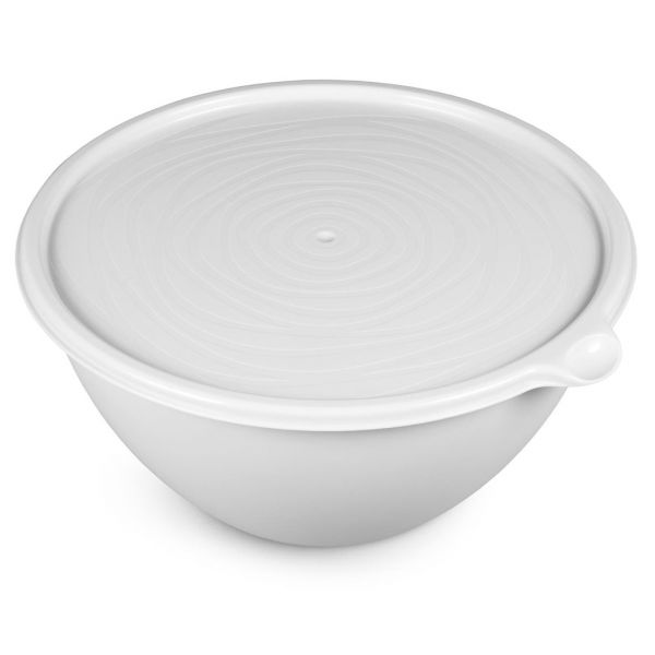 Plastic bowl "Ricci" 2l, d23cm, h10cm, light gray, with lid