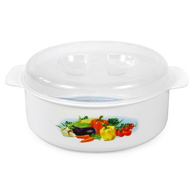 Plastic container-pan for food, 1.2 l, d17cm, h8.36cm, suitable for microwave