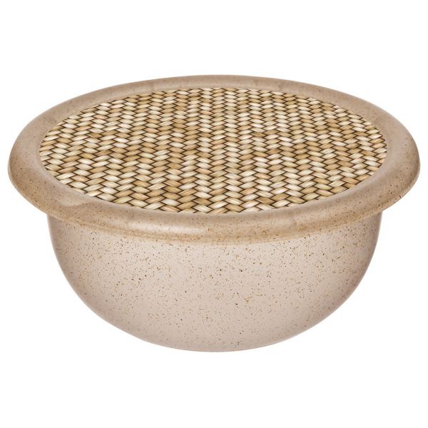 "Palermo" Plastic bowl 3.2l, d26.5cm, h10.3cm, light beige, with lid, with decor