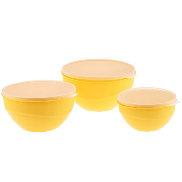 Plastic salad bowl "Fresh" set of 3 pieces (1l, 2l, 3l), with lid