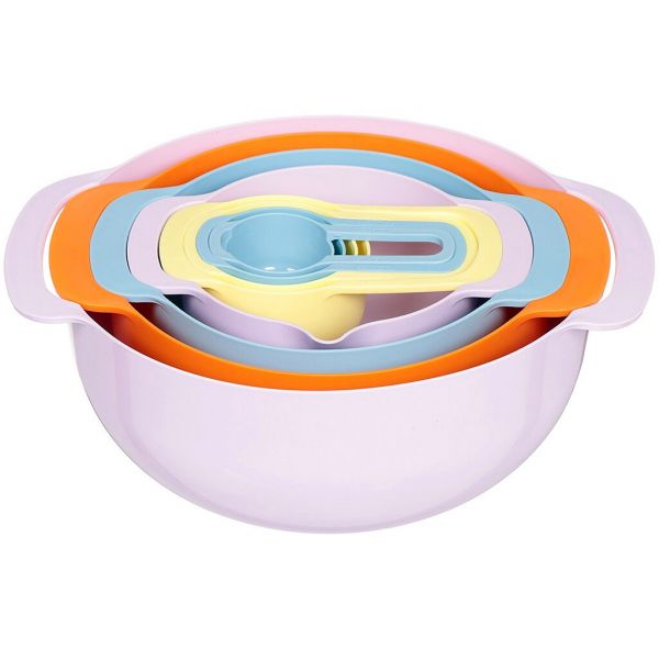 Kitchen set made of polypropylene "Compact" 8 pcs: bowl 4.5 l, colander d22cm, measuring bowl 1.2 l, measuring bowl 0.8 l, measuring spoon 0.06 l, measuring spoon 0.08 l, measuring spoon 0.125 l, measuring spoon 0 ,25l