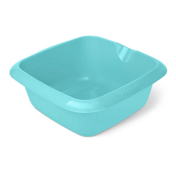 Polypropylene bowl "Delvero" 3.8 l, 26.7x26.7x10.9cm, square, measuring scale, drain