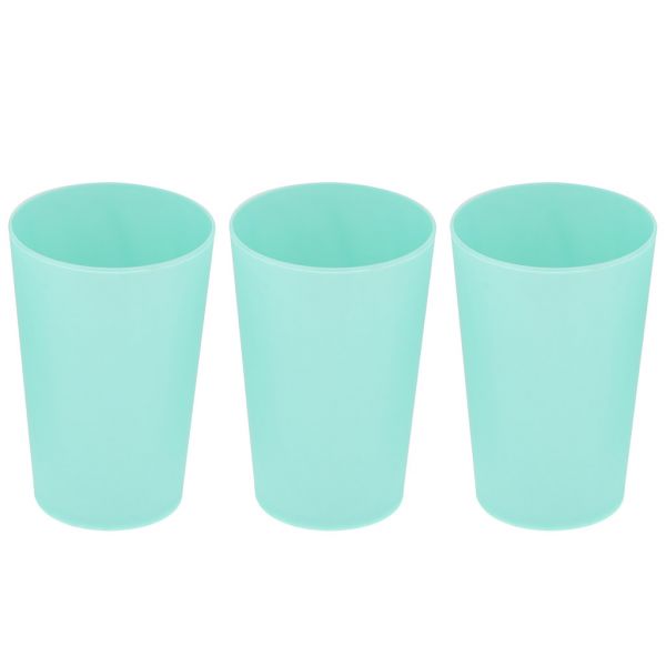 Plastic glass 0.33l, d7cm, h11cm, set of 3 pcs, green