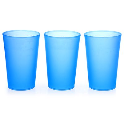 Plastic glass 0.33l, d7cm, h11cm, set of 3 pcs, blue