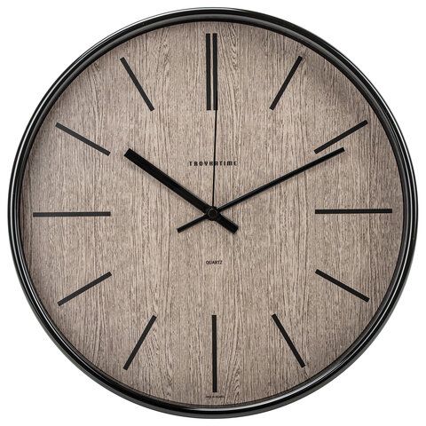 Wall clock TROYKATIME (TROYKA) 77770743, circle, brown, black frame, 30.5x30.5x5 cm