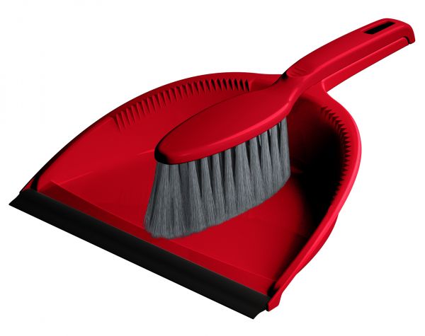 Set of sweeping brush "Rimo" with round dustpan with edge (red)221234206/03