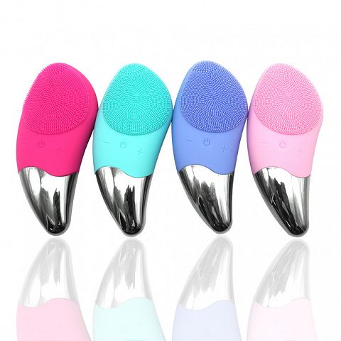 Electric silicone brush - massager for facial cleansing