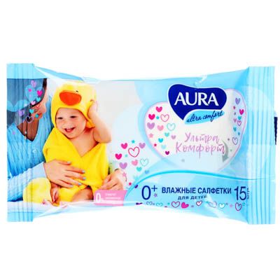 AURA Wet wipes for children AURA ULTRA COMFORT 15pcs art.05155/13398