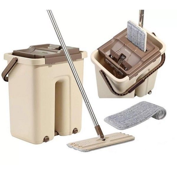 Set flat mop with bucket with compartments for rinsing and spinning RA-1125