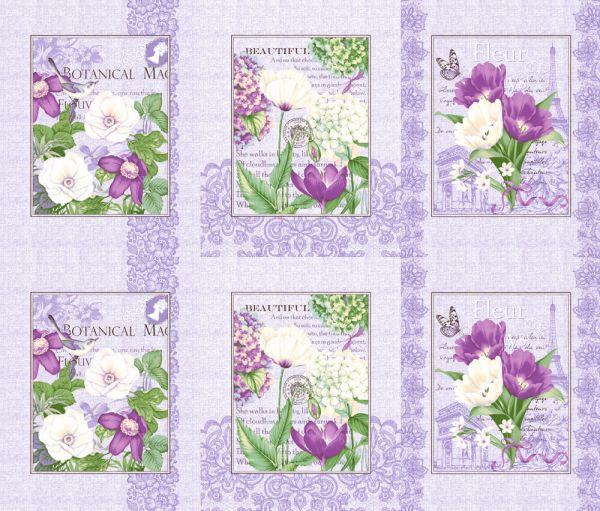 Set of waffle towels (3 pcs) Lilac fleur