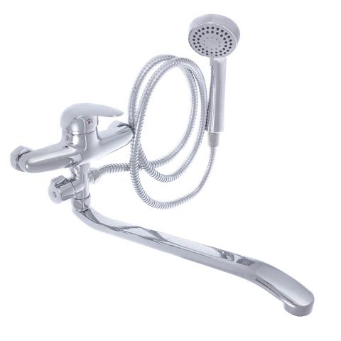 RAIN Bath mixer Coral, flat spout 40cm, shower. set, cartridge 40mm, brass, chrome