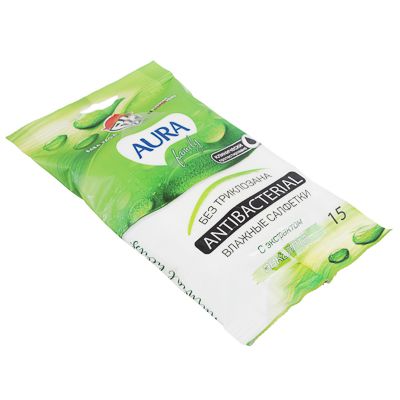 BY AURA FAMILY ANTIBACTERIAL WET WIPES, 15PCS, ART.29029