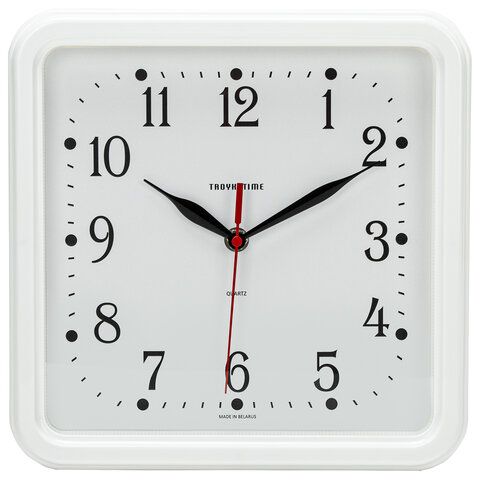 Wall clock TROYKATIME (TROYKA) 81810835, square, white, white frame, 26x26x3.5 cm