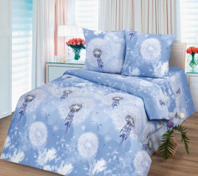 Duvet cover calico Dandelion blue